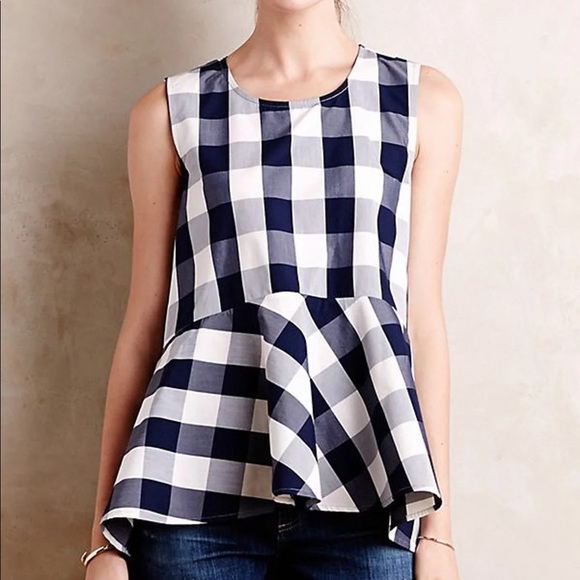 Anthropologie Tops - Anthropologie HD in Paris Peplum Check Hi-Lo Top